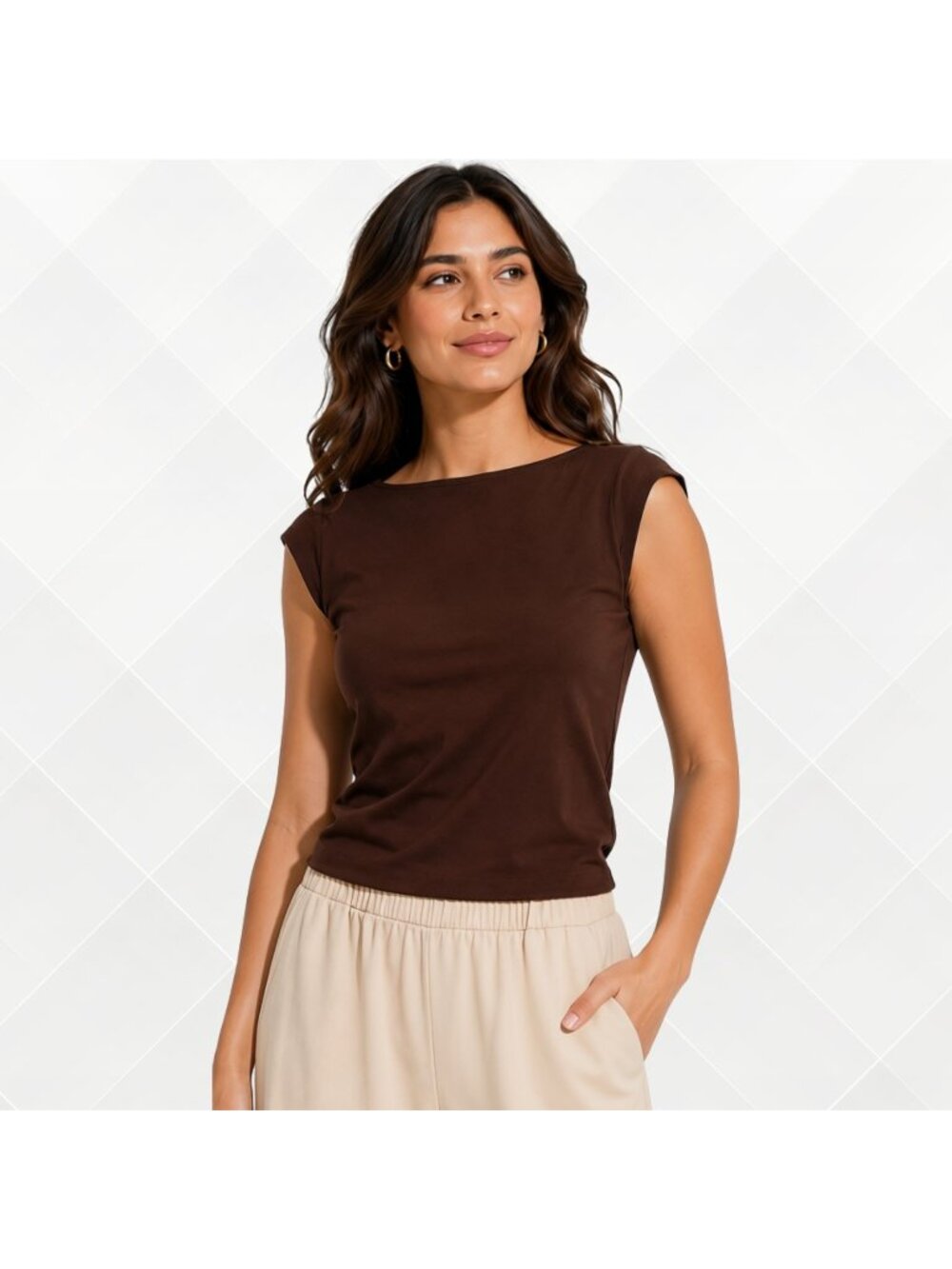 Wild Fable Seamless Boat Neck Crop Tank Top • Dark Brown • Size S • NWT